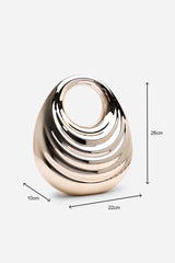 Lagoon Chrome Effect Sculpted Oval Handle Clutch In Gold
