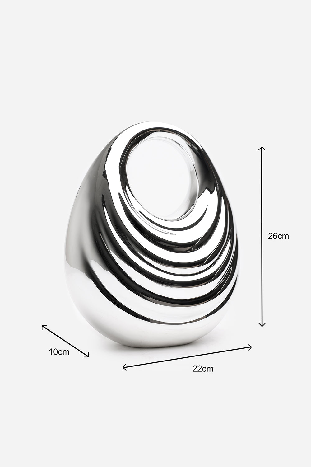 Lagoon Chrome Effect Sculpted Oval Handle Clutch In Silver
