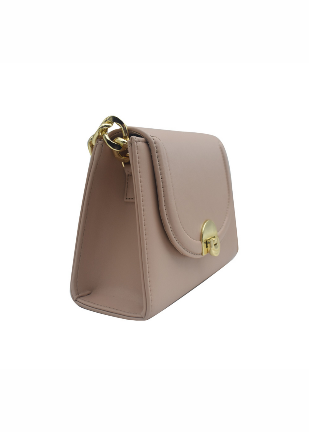 CALM BAG WITH CHAIN HANDLE AND SCARF DETAIL IN LIGHT TAN FAUX LEATHER