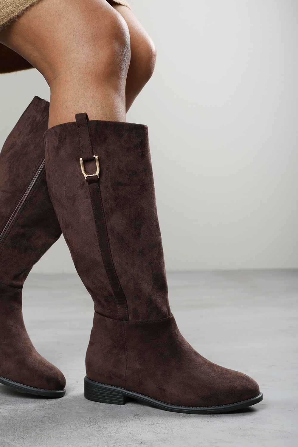 Karella Knee High Riding Boot with Hardware Detail