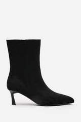 Invara Black Heeled Pointed Toe Ankle Boots