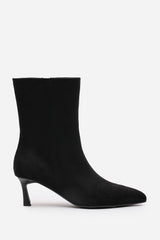 Zafira Black Pointed Toe Kitten Heel Ankle Boots