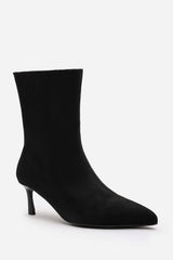 Invara Black Heeled Pointed Toe Ankle Boots
