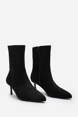 Invara Black Heeled Pointed Toe Ankle Boots