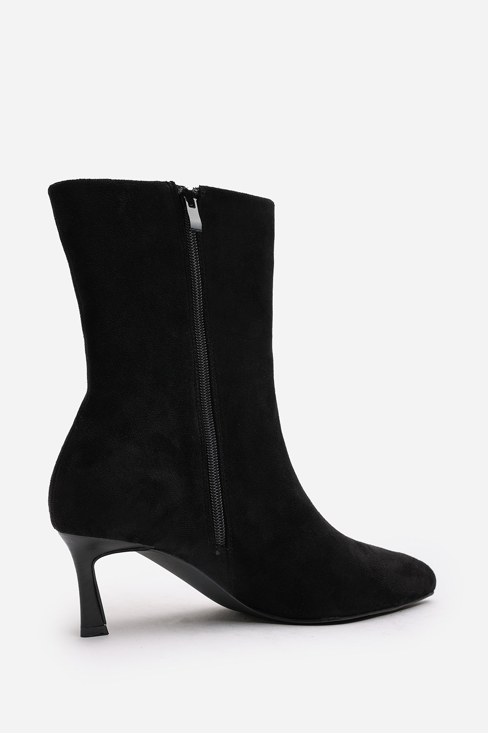 Nyla Black Suede Pointed Toe Ankle Low Heel Boot