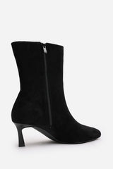 Invara Black Heeled Pointed Toe Ankle Boots