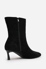 Zafira Black Pointed Toe Kitten Heel Ankle Boots