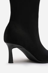 Invara Black Heeled Pointed Toe Ankle Boots