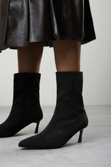 Invara Black Heeled Pointed Toe Ankle Boots
