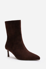 Invara Dark Brown Heeled Pointed Toe Ankle Boots