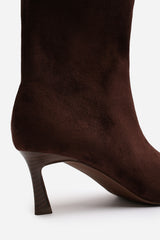 Invara Dark Brown Heeled Pointed Toe Ankle Boots