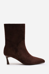 Indie Brown Kitten Heel Ankle Boots With Side Zip