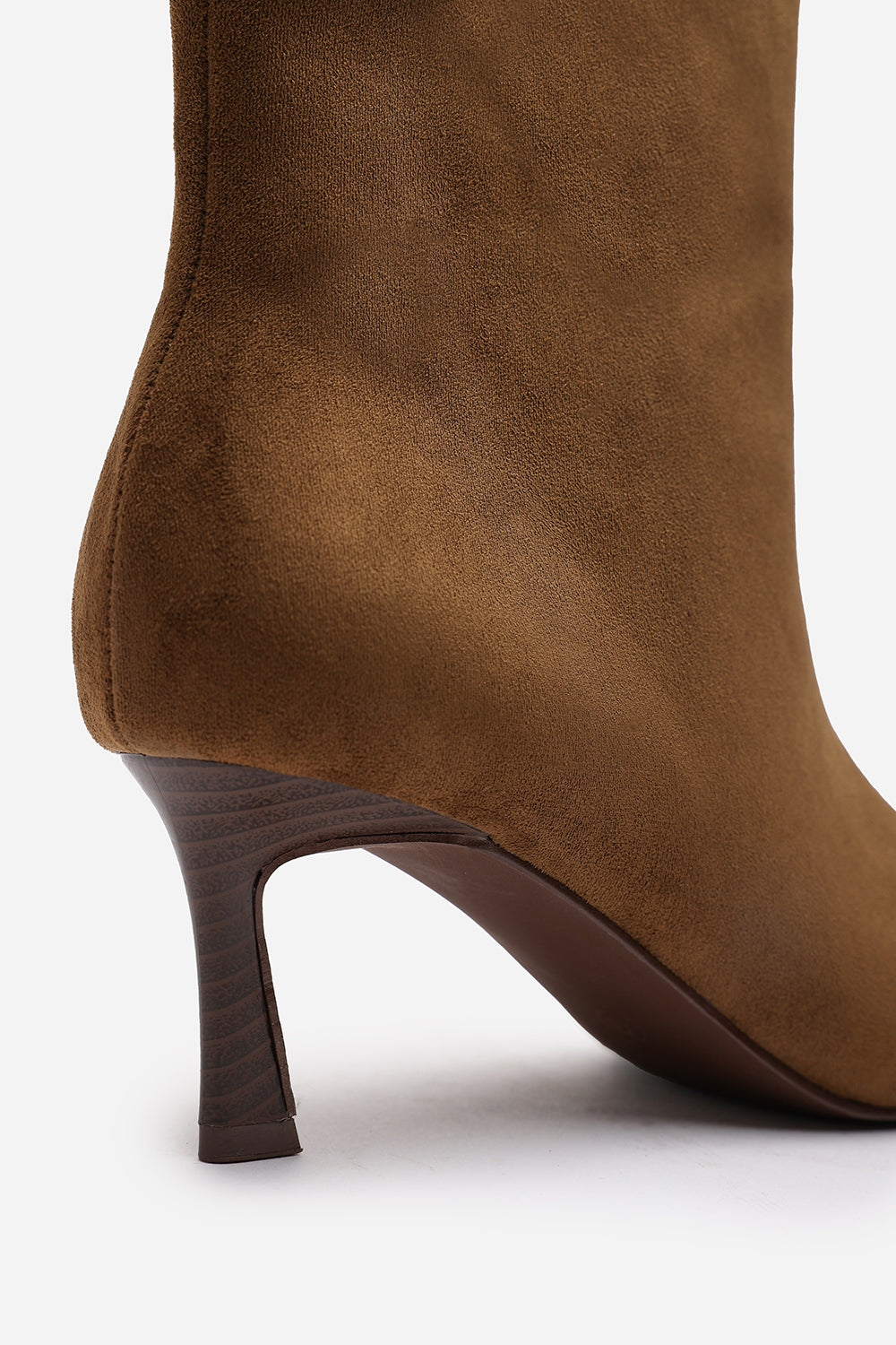 Nyla Khaki Suede Pointed Toe Ankle Low Heel Boot