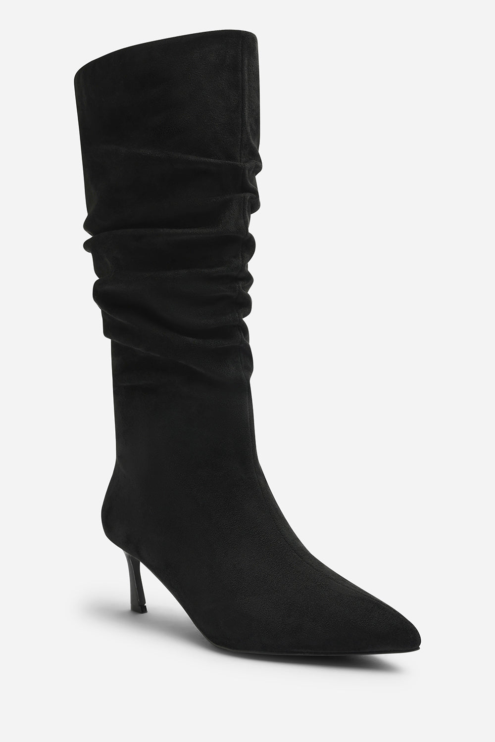Kivora Ruched Knee High Pointed Stiletto Boot