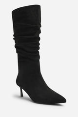 Kivora Ruched Knee High Pointed Stiletto Boot