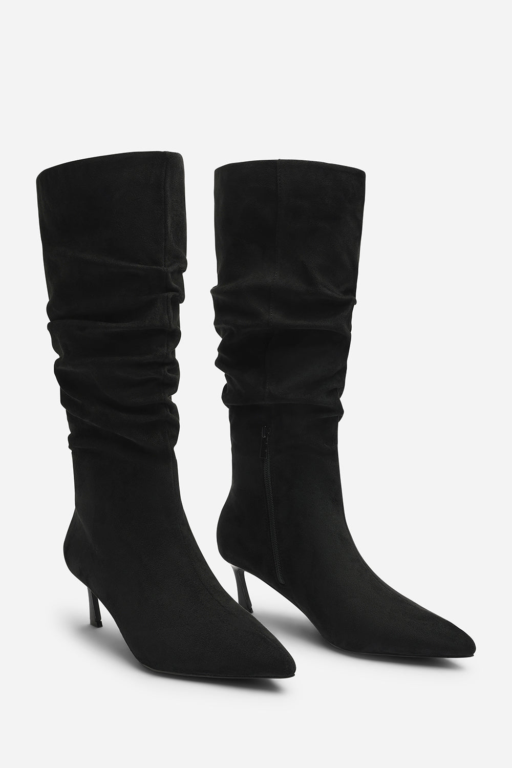 Kivora Ruched Knee High Pointed Stiletto Boot