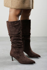 Kivora Ruched Knee High Pointed Stiletto Boot
