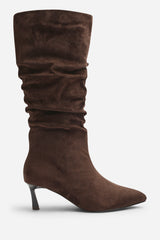 Kivora Ruched Knee High Pointed Stiletto Boot