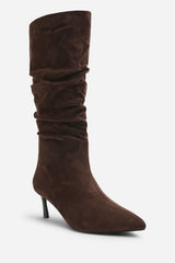 Kivora Ruched Knee High Pointed Stiletto Boot
