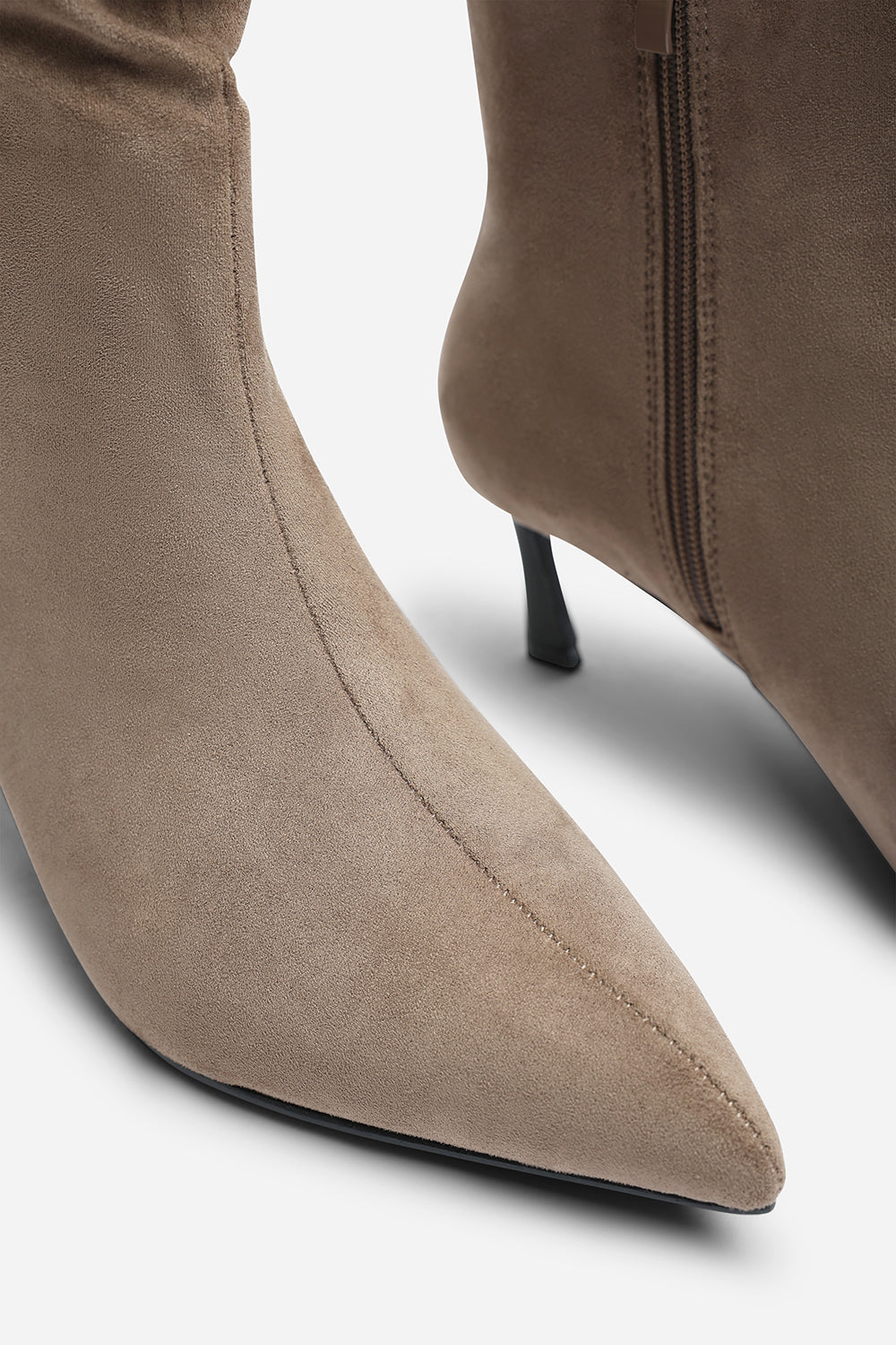 Kivora Ruched Knee High Pointed Stiletto Boot
