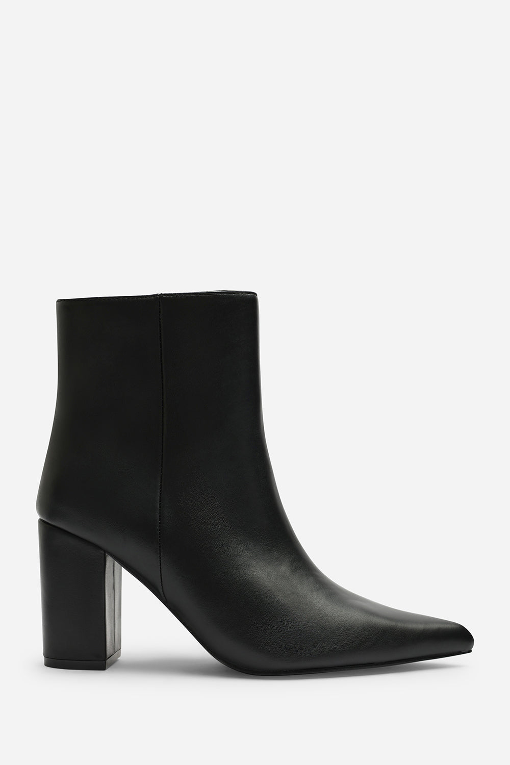 Ebrina Black Pointed Toe Block Heeled Ankle Boot