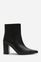 Ebrina Black Pointed Toe Block Heeled Ankle Boot