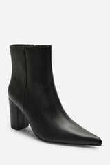 Ebrina Black Pointed Toe Block Heeled Ankle Boot