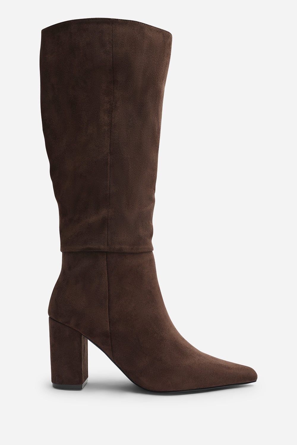 Evixa Wide Fit Knee High Pointed Toe Block Heel Boot