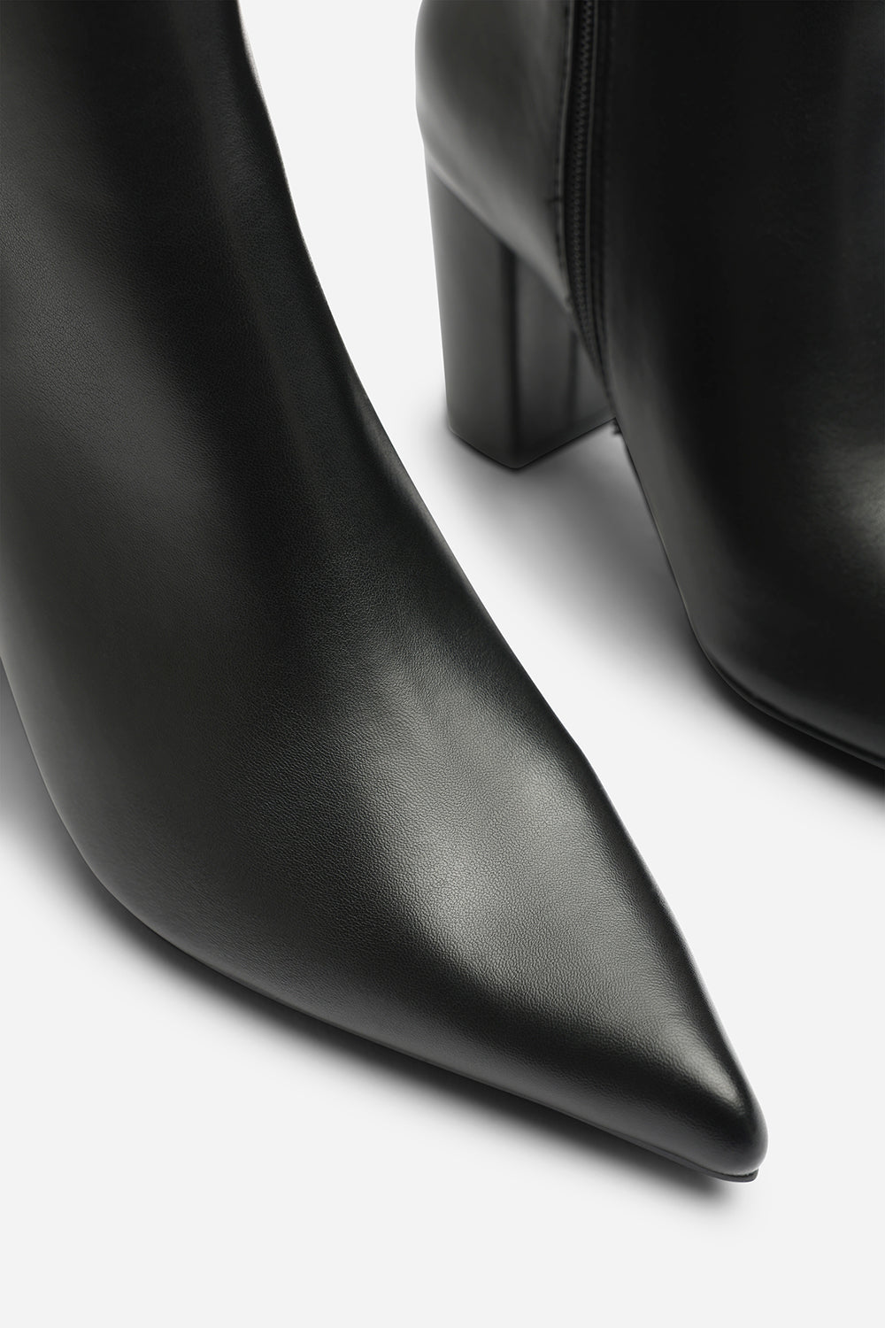 Evania Black Buckle Strap Detail Block Heeled Ankle Boot