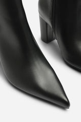 Evania Black Buckle Strap Detail Block Heeled Ankle Boot