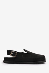 Maia Clog Inspired Slider Sandals With Adjustable Strap In Black