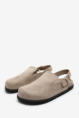 Maia Clog Inspired Slider Sandals With Adjustable Strap In Khaki