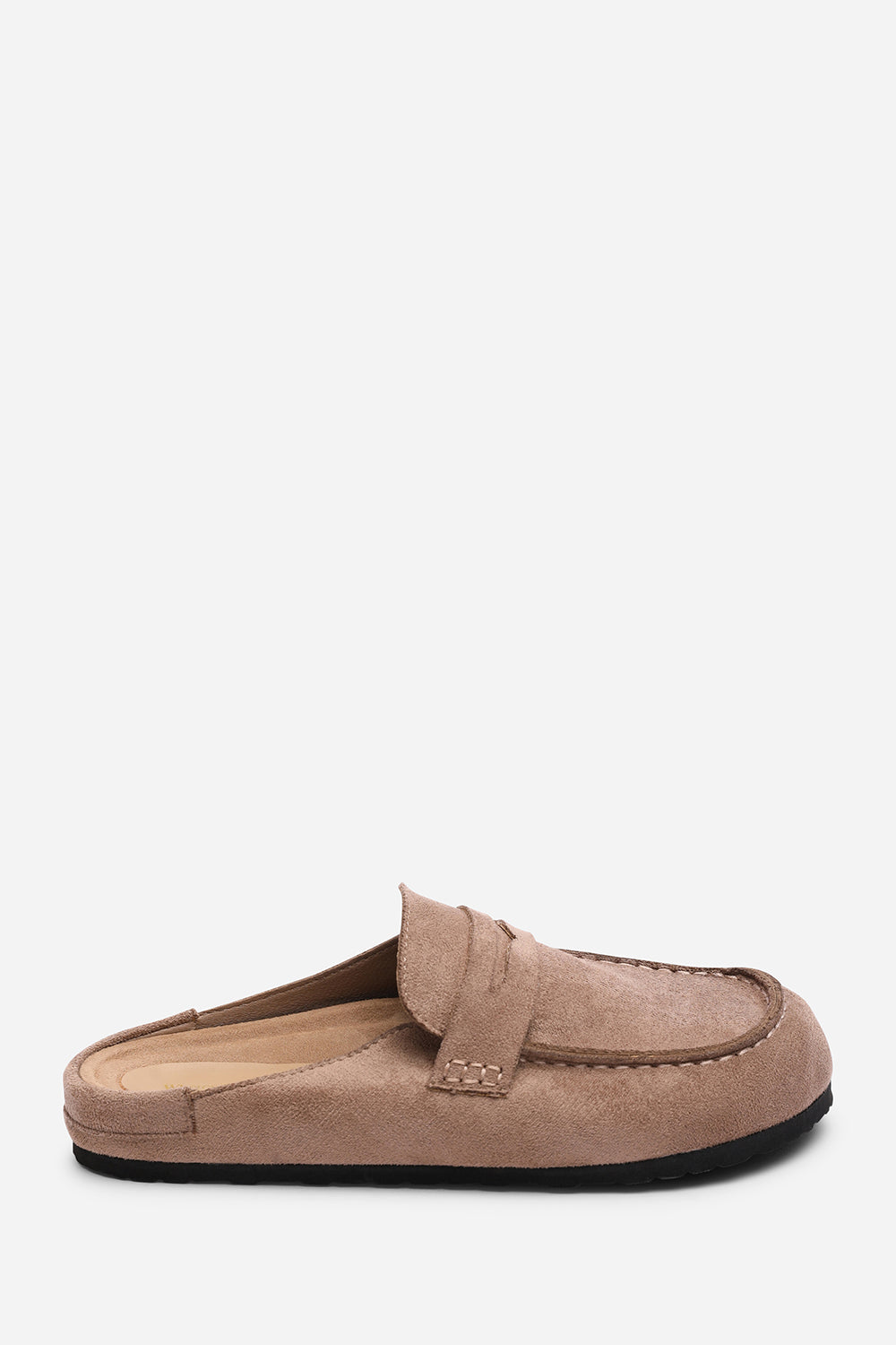 Idyxa Camel Slip On Backless Loafer Mules with Penny Strap