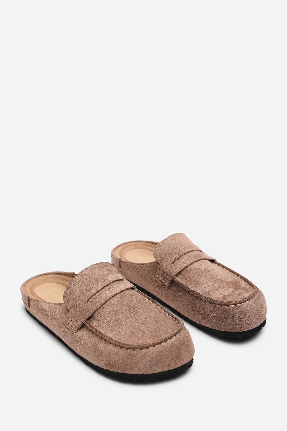 Idyxa Camel Slip On Backless Loafer Mules with Penny Strap