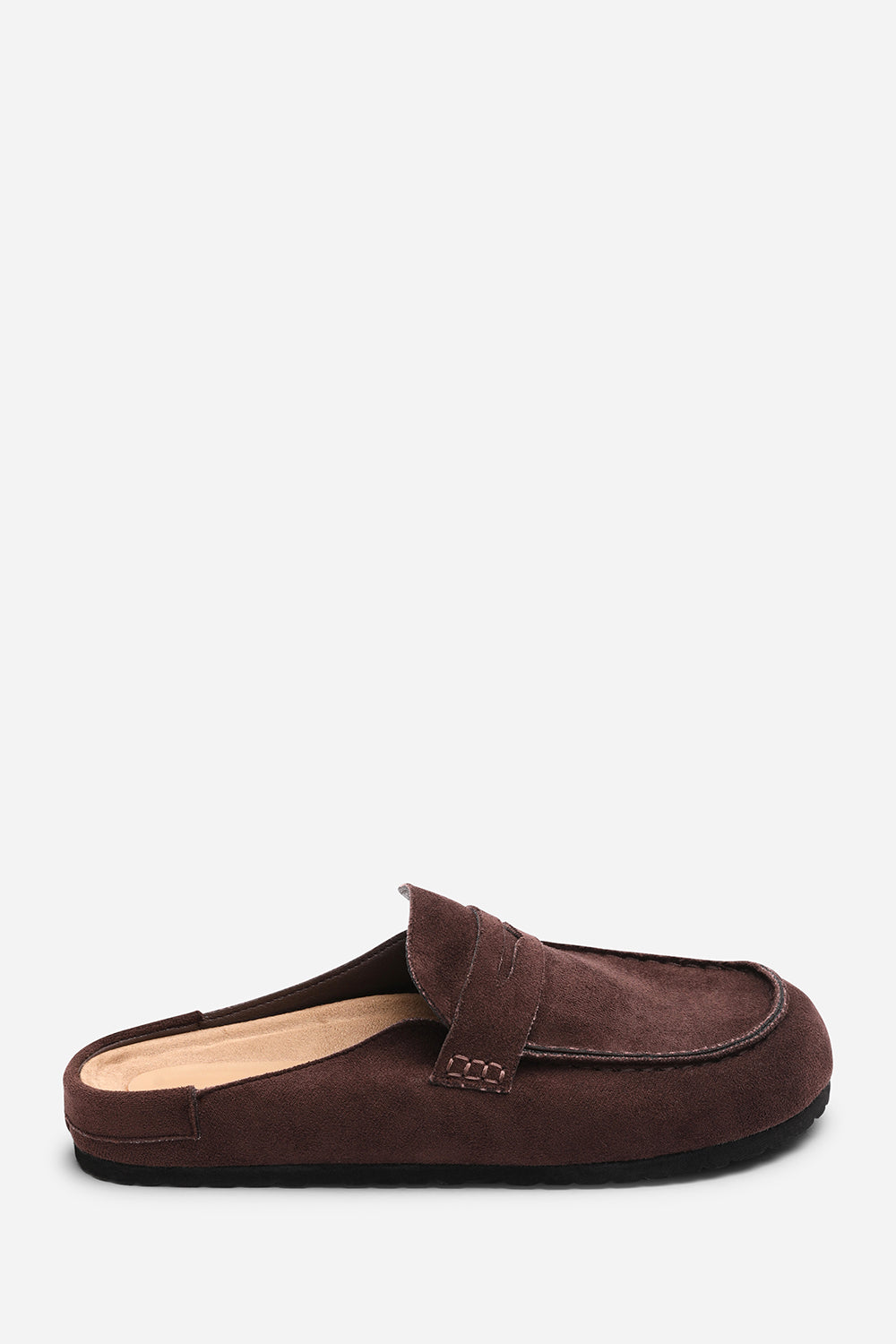 Idyxa Brown Slip On Backless Loafer Mules with Penny Strap