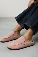 Idyxa Pink Slip On Backless Loafer Mules with Penny Strap