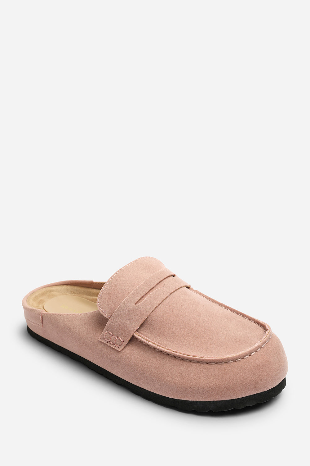 Idyxa Pink Slip On Backless Loafer Mules with Penny Strap