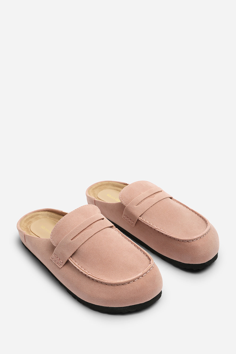 Idyxa Pink Slip On Backless Loafer Mules with Penny Strap