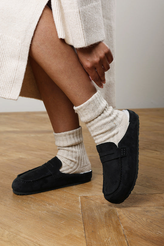 Divelle Low Back Slip On Mule With Fleece Lining