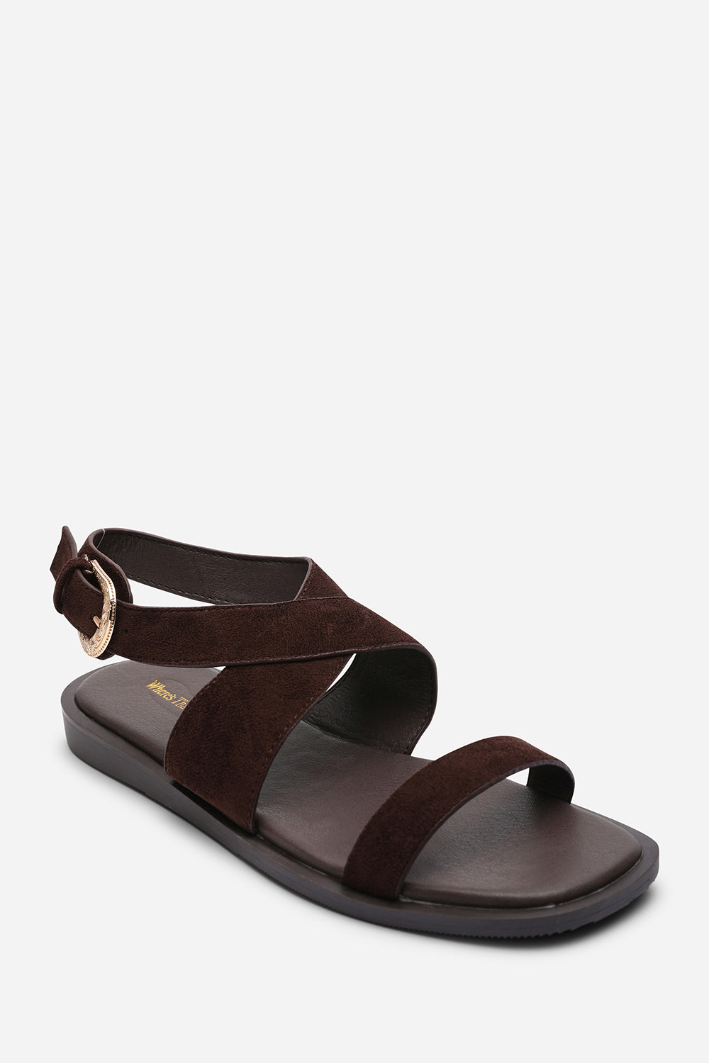 Canopy Cross Over Strap Dark Brown Suede Sandal