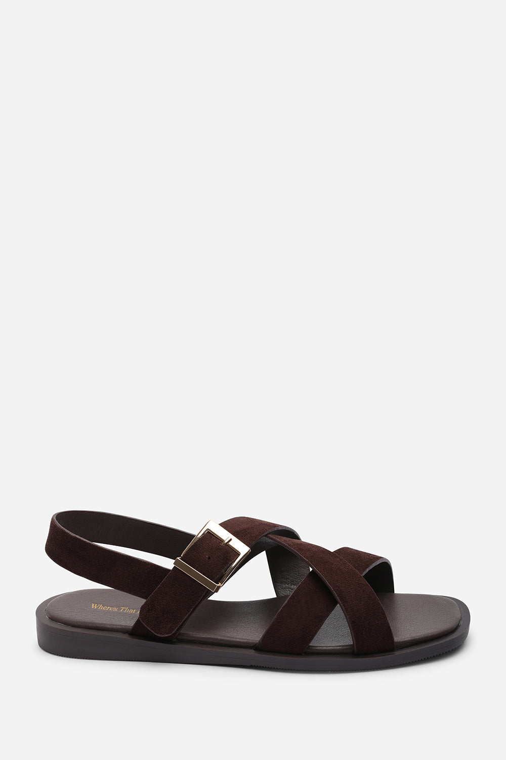 Capri Cross Over Open Toe Dark Brown Suede Sandal