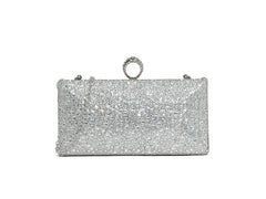 TOVA SMALL CLUTCH DIAMANTE BAG IN SILVER