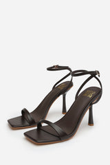 Anya Brown Ankle Strap Stiletto Heeled Sandals