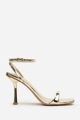 Jovei Gold Square Toe Stiletto Heels