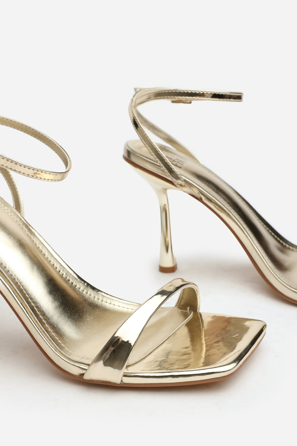 Jovei Gold Square Toe Stiletto Heels
