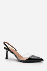 Tivora Black Pointed Slingback Heels With Perspex Panels