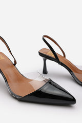 Leonei Black Transparent Upper Slingback Heel