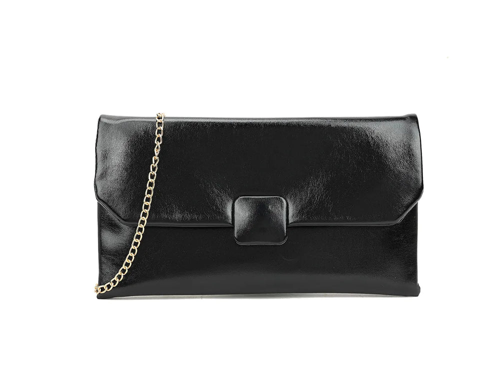 DELTAZ CLUTCH IN BLACK PU