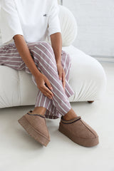 Galia Cosy Camel Faux-Suede Fur Lining Platform Low Ankle Boot