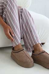 Galia Cosy Camel Faux-Suede Fur Lining Platform Low Ankle Boot